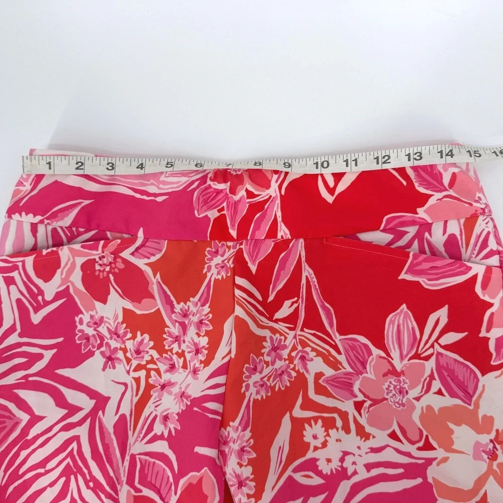 IBKUL Women's Pascha Pink Floral Stretch UPF 50+ Ankle Pants Golf Sz 8